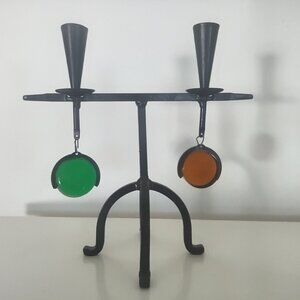 1950s Gunnar Ander for Ystad Metall Wrought Iron Candle Holder